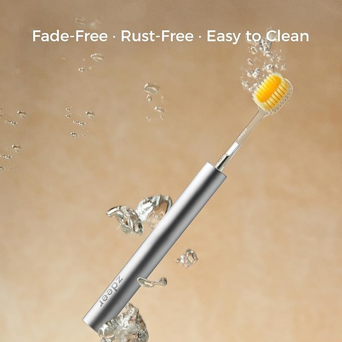 Ultra Soft Manual Toothbrushes for Adults Sensitive Gums– Eco-Friendly Aluminum Alloy+ABS Handle with 3 Replaceable Gum Care Heads, Gentle Wide Bristles for Sensitive Teeth & Gums