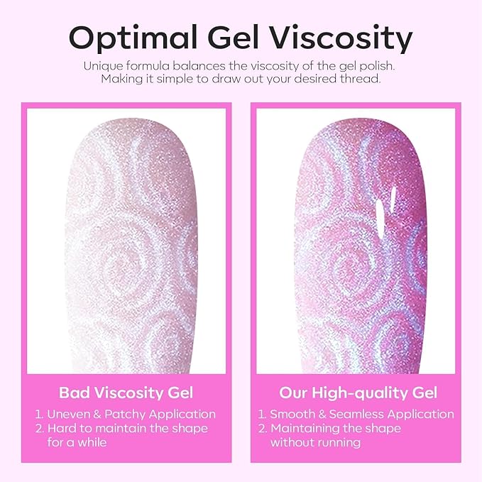 modelones Pearl Chorme Gel Nail Polish, 15 ML Shimmer Pastel Periwinkle Purple Mermaid Nail Drawing Glitter Iridescent Gel Polish Soak Off Led Nail Gel Polish Swirl Shell Thread Effect DIY Mani Gift