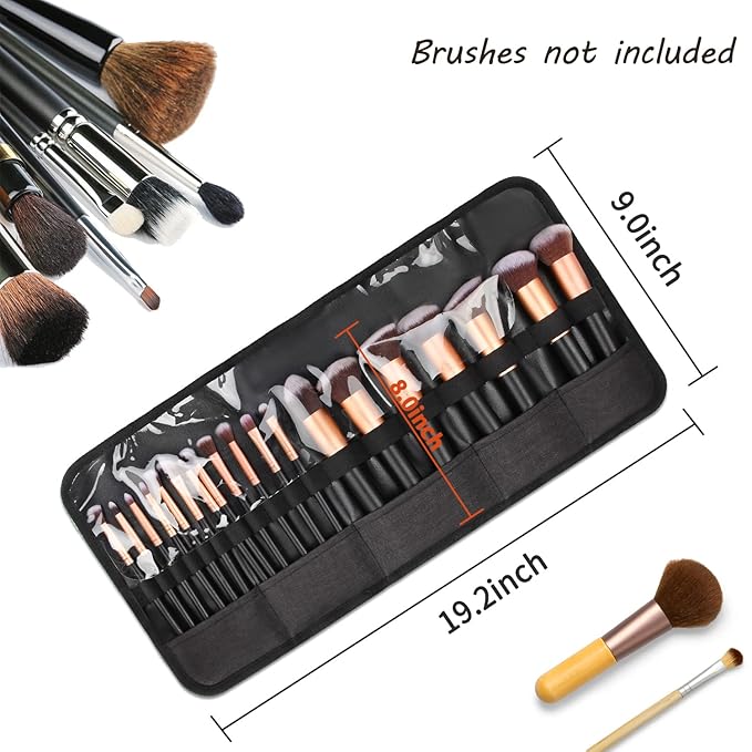 OCHEAL Makeup Brush Holder,Makeup Brush Organizer,Travel Makeup Brushes Bag Cosmetic Bags Pouch for Women Cosmetic Brushes Makeup Artist -Brushes Not included
