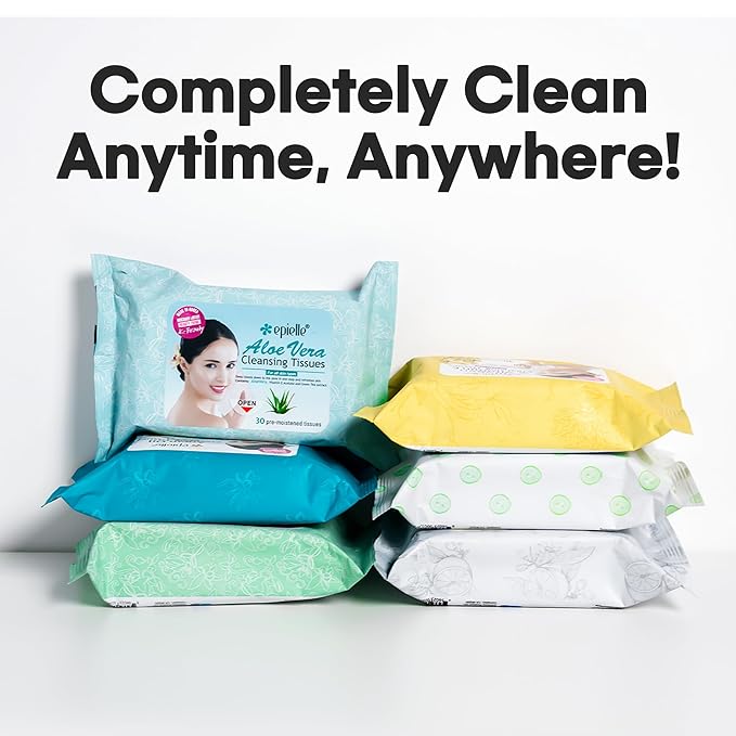 Epielle Makeup Remover Wipes, Remove Waterproof Mascara, Gentle Daily Facial Cleanser Towelettes with Vitamin C, Aloe Vera & Collagen, Stocking Stuffers, Thanksgiving Essentials, 30 Count (Pack of 6)