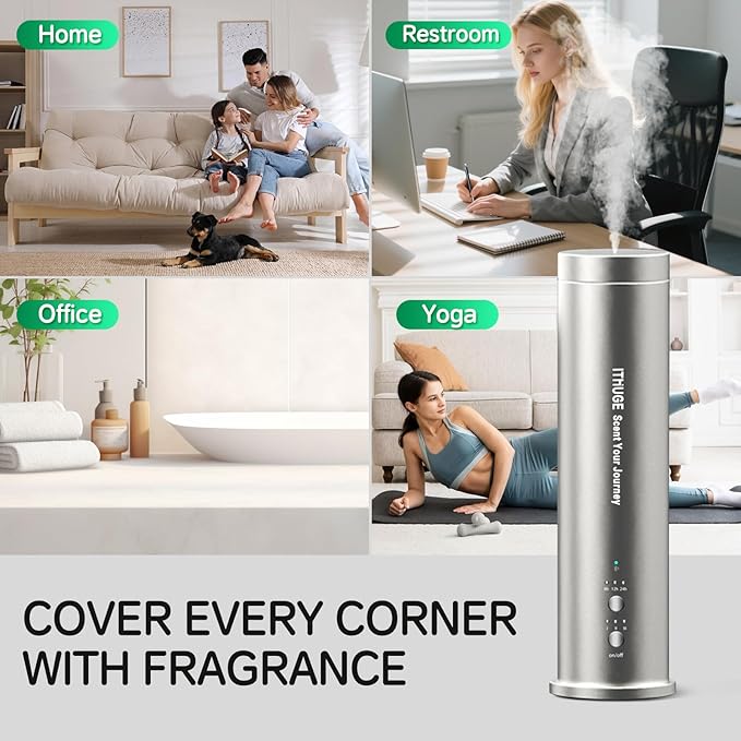 Waterless Essential Oil Diffuser for Large Room, 1200 Sq Ft Coverage with Bluetooth App & Remote Control with 100ml Empty Bottle, Cold Air Aromatherapy Machine for Home Office, Quiet Operation(M202B)