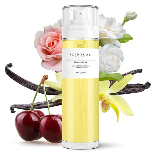 Ultra-Concentrated Hair & Body Perfume Mist, Long Lasting Women's Fragrance, Gourmand Perfumes for Women, Vegan and Cruelty Free (Tabu Cherry)