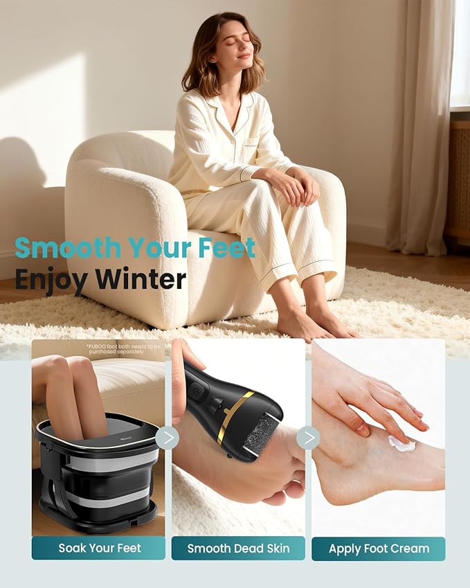 Electric Foot Callus Remover with 10000 RPM Motor and 3-Speed Settings, Foot Scraper Kit for Women’s Home Pedicure Foot File with Type-C Charging