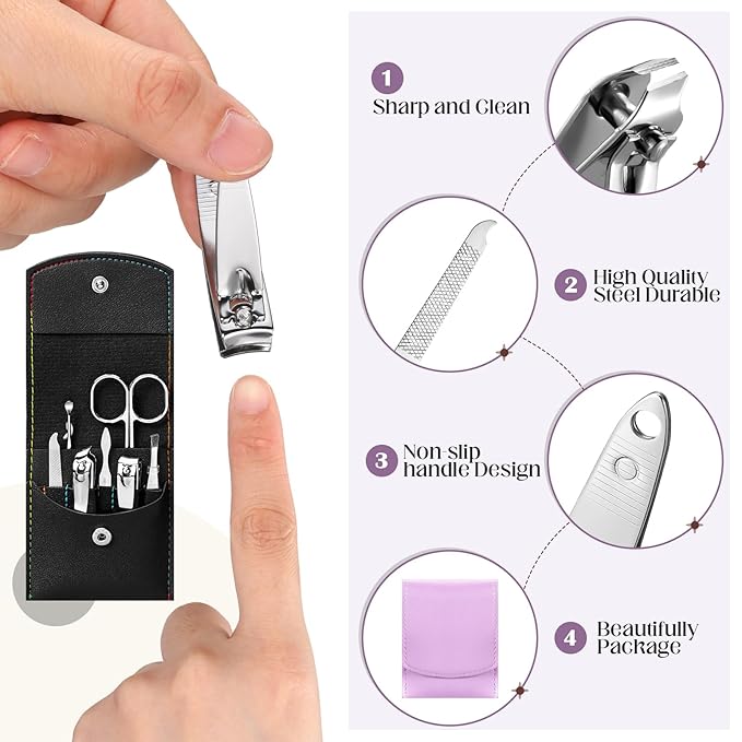 60 Sets Travel Manicure Set Professional Nail Set 7 in 1 Stainless Steel Manicure Kit Grooming Kits Nail Care Tools with Care Tools Beauty Scissors Tweezers Gifts for Christmas(Vintage Color)