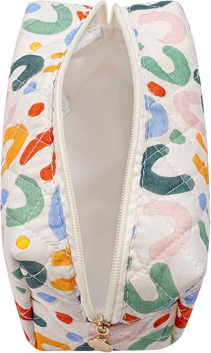 Makeup Bag Travel Cosmetic Bag for Women Girls, Zipper Make Up Pouch, Floral Flowers Toiletry Organizer Makeup, Portable Storage Bag, Cosmetic Travel Cloth Bag (UU Colourful)