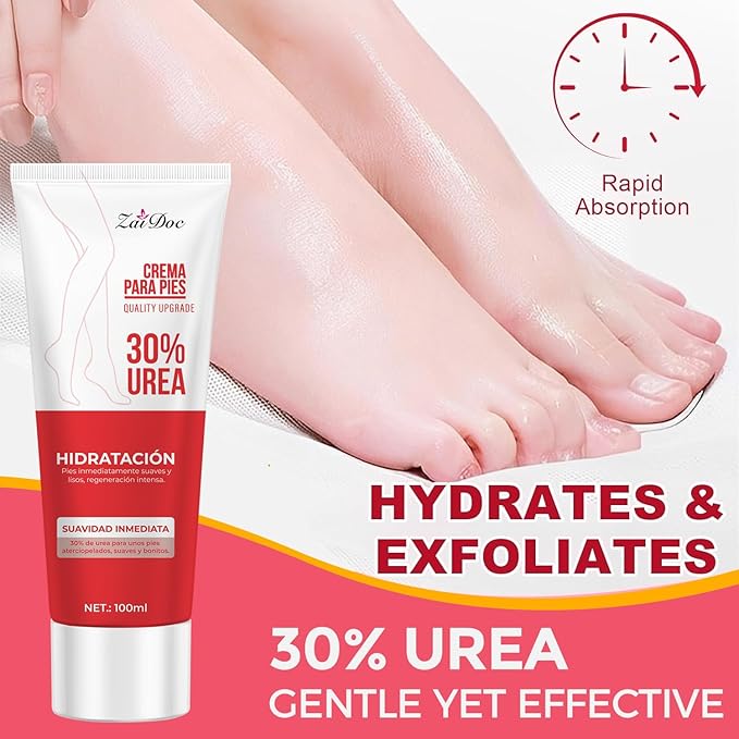 2 Pack Urea Cream 30 Percent for Feet 3.38 oz, Foot Cream and Hand Cream Maximum Strength with Hyaluronic Acid, Aloe Vera for Deep Moisturizes, Callus Remover