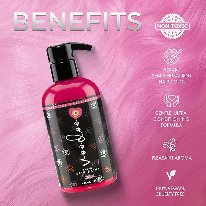 MOEHAIR VOODOO Pink Hair Dye, 8 Oz (Puppy Love), Pastel Pink, Vegan & Cruelty-Free, Semi-Permanent Hair Color, Intermixable, Ammonia, Sulfate & Paraben-Free