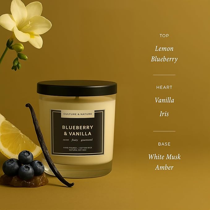 CULTURE & NATURE Natural Soy Wax Candle 7oz (Blueberry & Vanilla)
