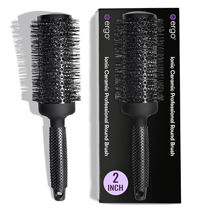 ERGO Ceramic Ionic Round Brush for Blow Out - Salon Quality Hair Brushes for Women - Roller Brush for Blow Drying, Wet and Dry Hair Styling, Volumizing Hair Care - ER53: 2"