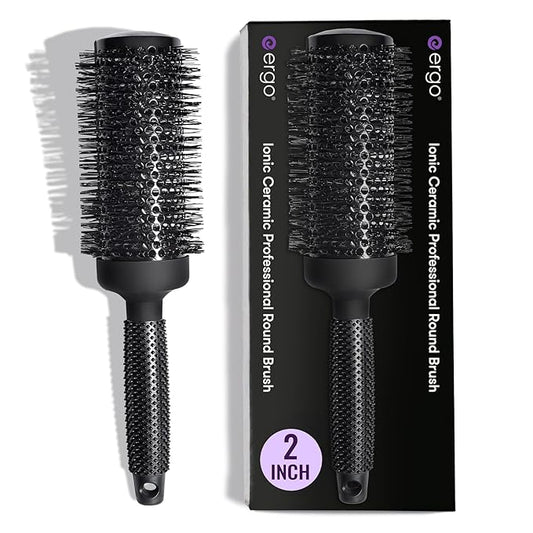 ERGO Ceramic Ionic Round Brush for Blow Out - Salon Quality Hair Brushes for Women - Roller Brush for Blow Drying, Wet and Dry Hair Styling, Volumizing Hair Care - ER53: 2"