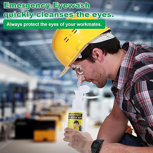 Portable Eyewash Station Kit OSHA-Approved - Yeipower Emergency First Aid Eye Wash Flush Bottles Wall Mounted 16oz No Solution 2 Pcs