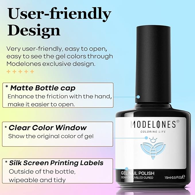 modelones Blue Gel Nail Polish, Pastel Light Blue Polish 15 ML Soak Off Soft Nail Polish Gel Nail Art Starter Salon Manicure Holiday Gift for Women Girl