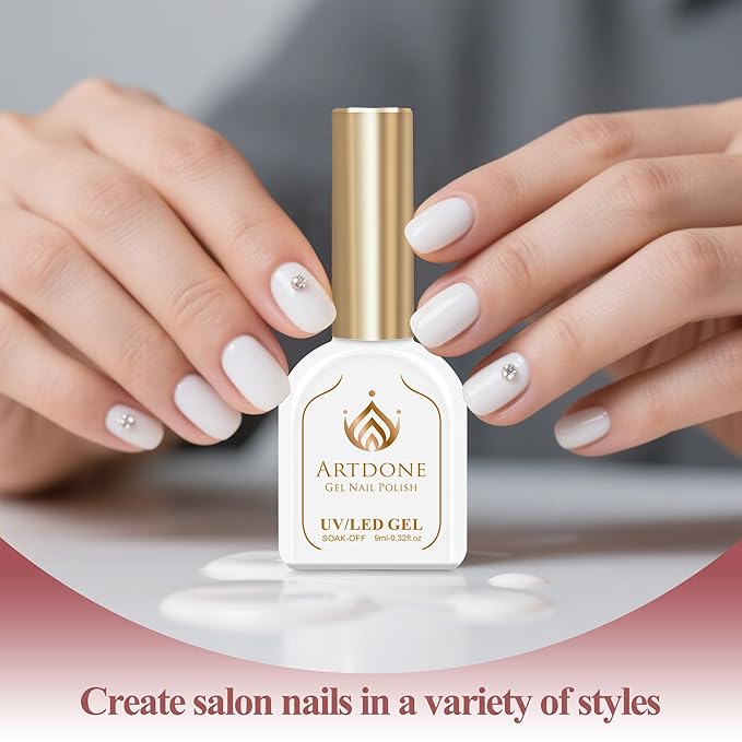 Artdone Gel Nail Polish Hema-free Solid Color White For All Seasons Neutral Soak Off LED Lamp Needed For Manicure Nail Art
