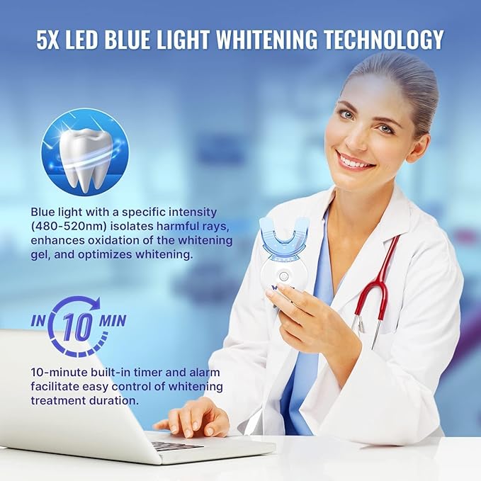 Whitebite Pro Teeth Whitening Kit for Sensitive Teeth | 4 Whitening Gels & 2 Remineralizing Gels | LED Light System for Fast Results | Professional Dental Grade | Enamel Safe
