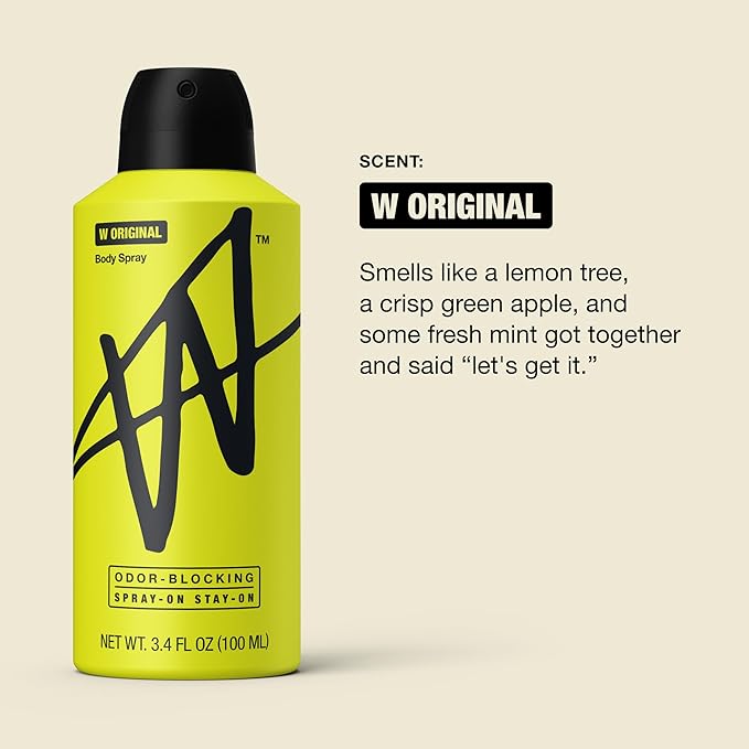 W Jake Paul Original Body Spray for Men, Odor Blocking Body Deodorant, Long Lasting Protection, 3.4 fl oz
