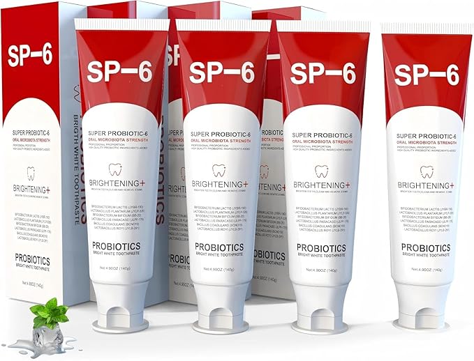 Sp-6 Probiotics Whitening Toothpaste - Sp6 Brightening Tooth Paste Enhanced Super Probiotic Formula Deep Cleaning Fresh Breath Dental Gum Health Oral Microbiota Strength Enamel Care