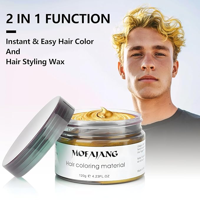 Gold Temporary Hair Color Wax - SOVONCARE Washable Hair Dye for Men & Women, All-Day Hold Disposable Hair Styling Clays for Party, Cosplay & Daily 4.23 oz