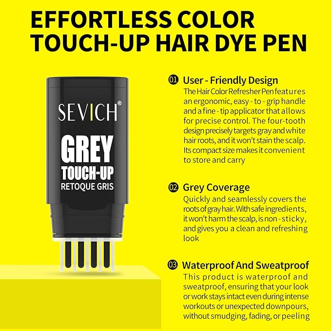 SEVICH Hair Color Stick For Gray Roots - Instantly Cover Grey Hair Dye Comb,Waterproof And Sweatproof, Four Toothed Comb Design, For Carrying Around,8ml(Dark Brown)