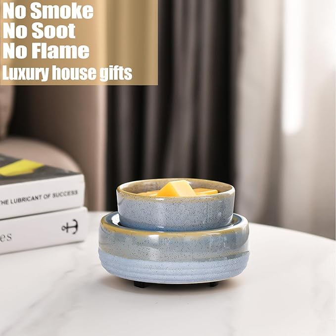 Candle Wax Melt Warmer with Timer Ceramic Electric Wax Melt 4-in-1 Oil Burner Adjusting Temperature Fits Yankee Large Jar Scented Candle for Home Decor Birthday Gifts for Women Mom Grandma Girls