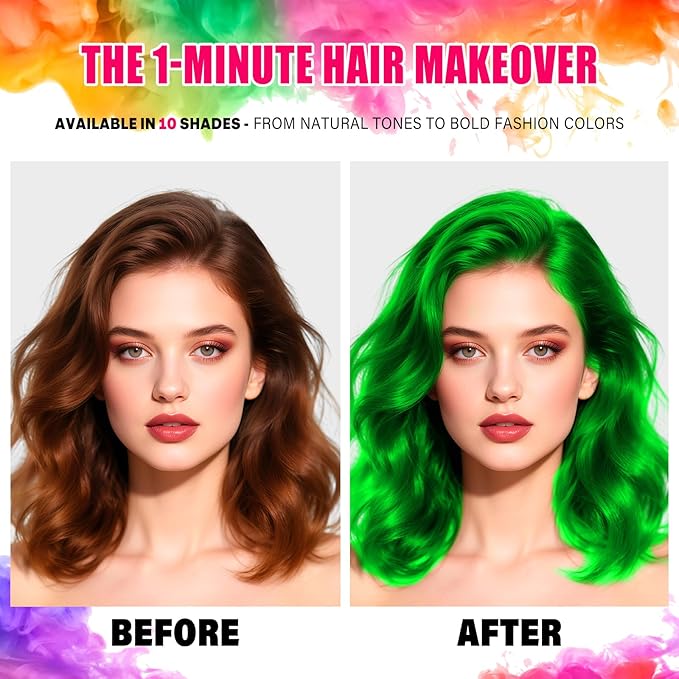 Acomler Green Hair Spray Temporary, Washable Hair Color Spray for Kids Women Men, One-Day Hair Wax Color, Temporary Hair Dye Spray for Cosplay, Party, Christmas, Halloween,Crazy Hair Day(Green,4.06oz)