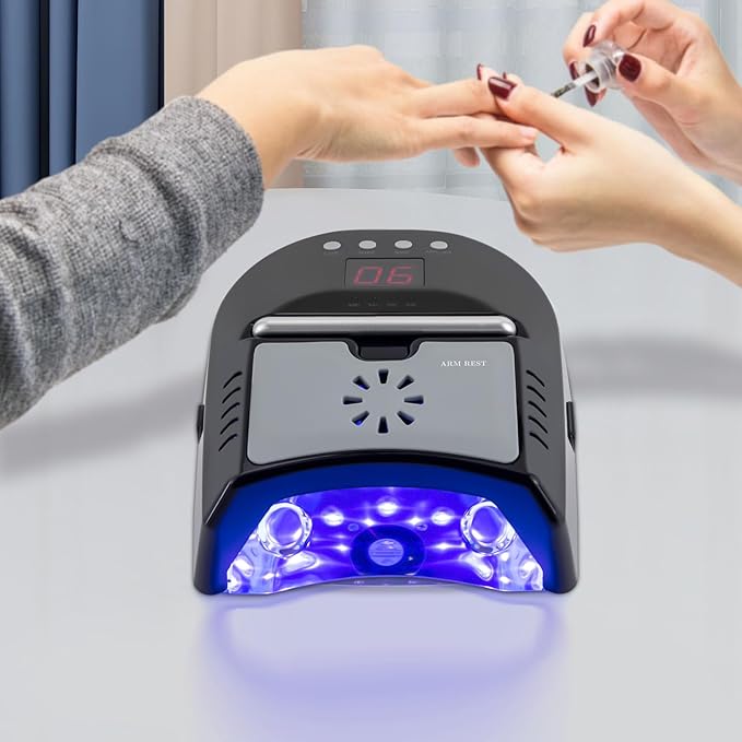 Professional 72W Nail Lamp with LCD Digital Timer, Fast 30s Cure LED Nail Dryer for Gel Polish, Portable UV/LED Light for Salon & Home Nail Art (Black)