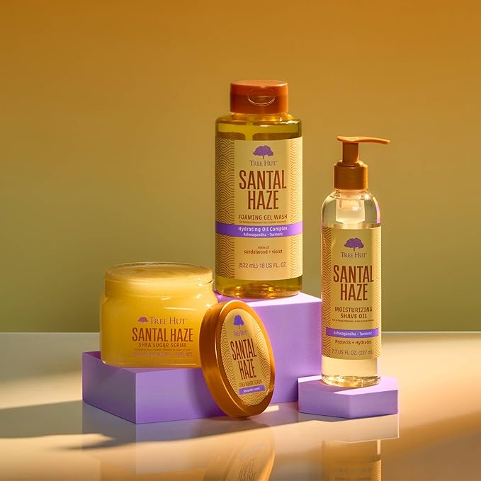 Tree Hut Santal Haze Foaming Gel Wash, Hydrating & Moisturizing Body Wash with Shea Butter & Nourishing Essential Oils, Daily Cleanser for Soft Smooth Skin, 18 fl oz