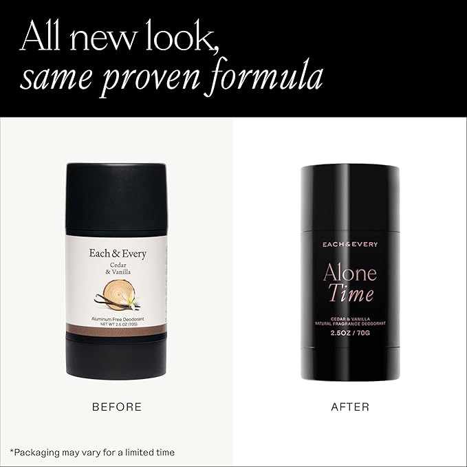 Each & Every Aluminum Free Deodorant for Men & Women, Cedar & Vanilla - All Natural Deodorant for Sensitive Skin, EWG Verified - Clean, Baking Soda Free, Plant-Based Fragrance - 2.5oz, 2 Pack