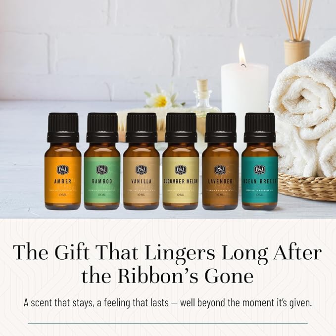 P&J Trading Fragrance Oil Tranquil Set | Vanilla, Cucumber Melon, Lavender, Amber, Bamboo, and Ocean Breeze Candle Scents for Candle Making, Freshie Scents, Soap Making Supplies, Diffuser Oil Scents
