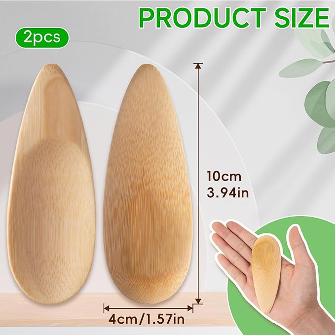 2 Pcs Deodorant Applicators, Bamboo Cream Applicator, Multifunctional Makeup Spatula, Mini Spoon for Mud Cosmetic Clay, Deodorant Cream, Mask (Bamboo, 1.57x3.94inch)
