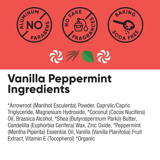 Pretty Frank Natural Aluminum-Free Deodorant Stick, Baking Soda-Free, Vanilla Peppermint (1-Pack) | Sensitive Skin Friendly, Effective Odor Control for Women & Men, Organic Ingredients