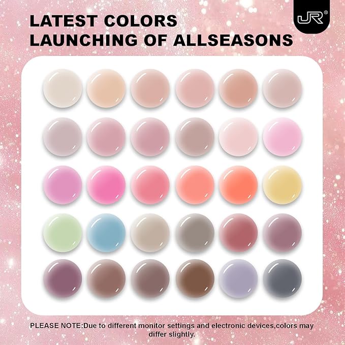 JR 35pcs 10ml Gel Nail Polish Same Color Same Bottle Red Pink Nude Gel Polish Set Base Top Matte Coat For Nail Salon Professional Nail Art Manicure for Women A Set