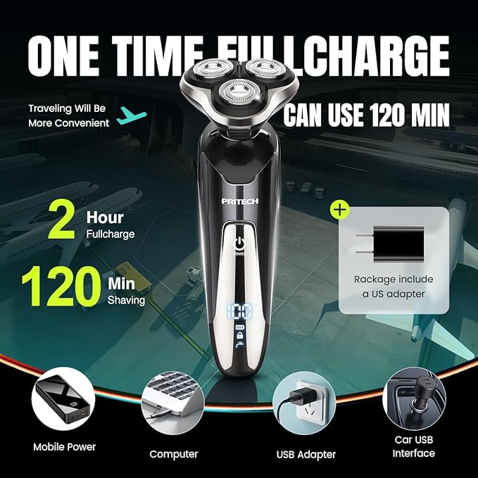 Electric Razor for Men - Rechargeable Electric Shaver for Men, Rechargeable Waterproof Wet Dry Cordless Razor