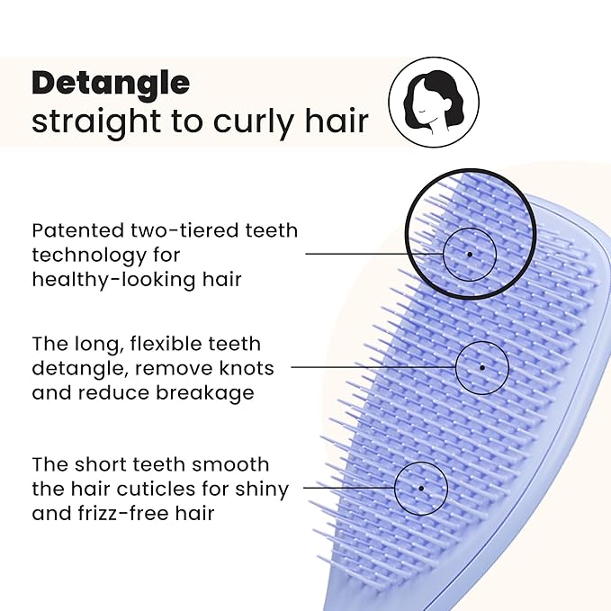 Tangle Teezer Ultimate Detangler Brush for Wet & Dry Hair, Eliminates Knots & Reduces Breakage for All Hair Types, Sweet Lavender