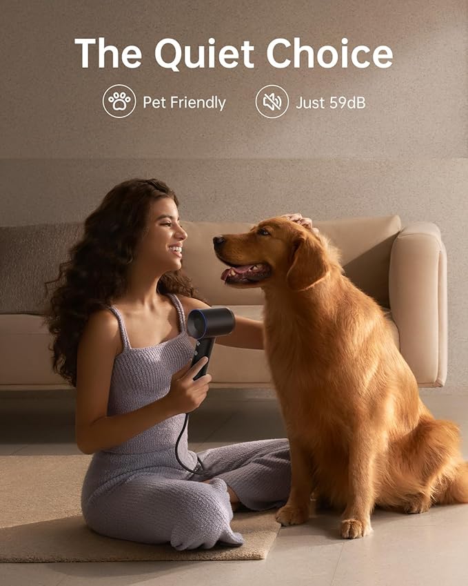 Laifen Swift Hair Dryer with Diffuser, High Speed 200M Ionic Blow Dryer with 110, 000 RPM Brushless Motor for Fast Drying, Low Noise, Hairdryer with Magnetic Nozzle