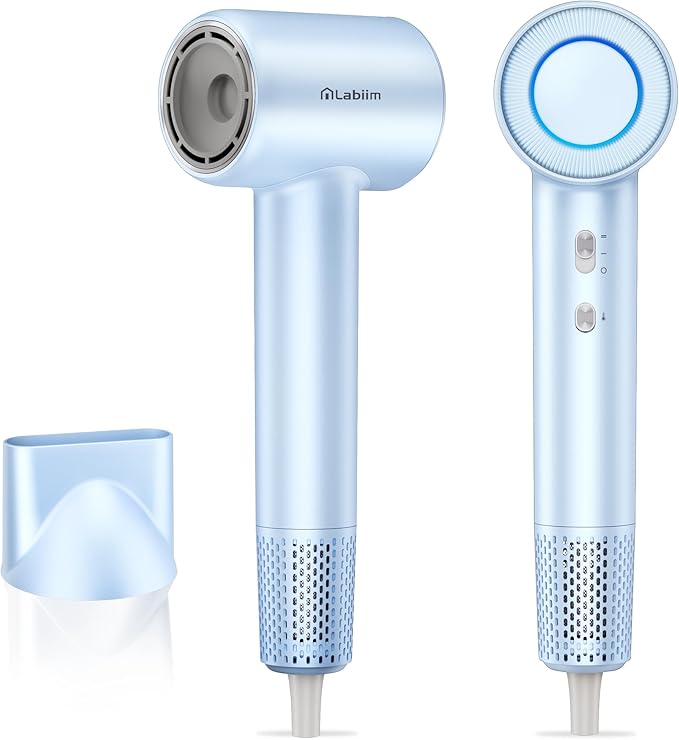 Hair Dryer, High-Speed Ionic Low Noise Blow Dryer with Brushless Motor for Fast Drying, Thermo-Control Quiet Compact Hair Blow Dryer, Hairdryer with 1 Nozzle Attachments for Home Salon Travel