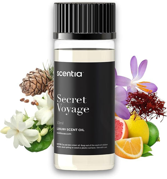 Scentia Hotel Diffuser Oil Inspired by The Baccarat Hotel Scent - 50 mL 1.69 fl oz - Essential Oil Blend of Cedar & Jasmine for Aromatherapy & Humidifiers - Secret Voyage, Thanksgiving Gift