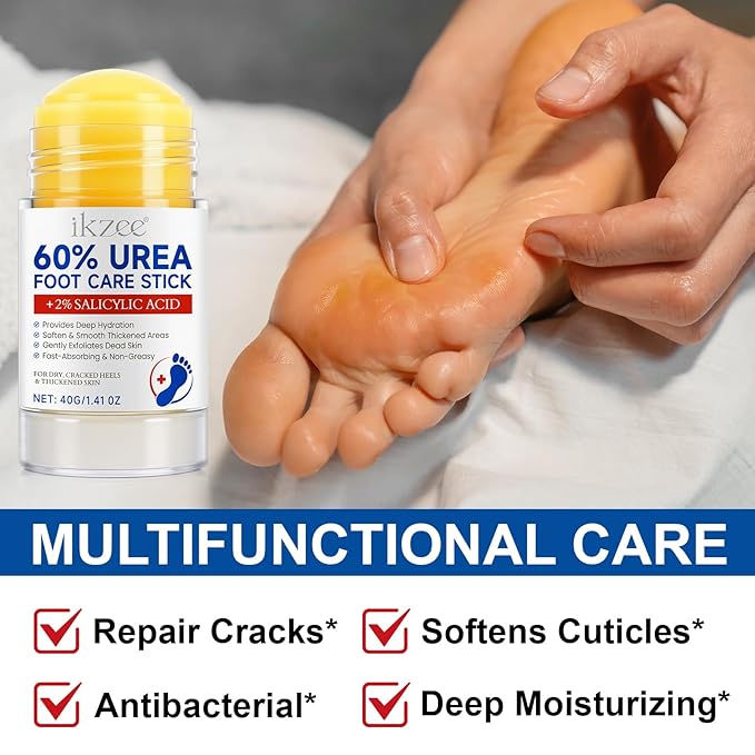 Urea Cream Stick 60% plus 2% Salicylic Acid, Urea Foot Cream for Dry Cracked Heels, Foot Lotion Stick for Rough Thick Dry & Cracked Skin, Maximum Strength Moisturizer,Softening Skin Moisturizer Lotion