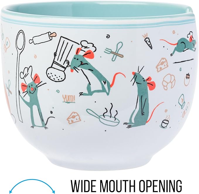 Silver Buffalo Disney Pixar Ratatouille Remy Icons Ceramic Ramen Noodle Rice Bowl with Chopsticks, Microwave Safe, 20 Ounces