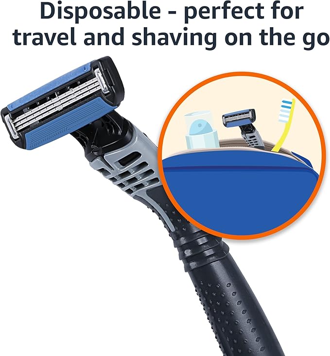 Amazon Basics 3-Blade Disposable Razors for Men, 6 Count, 2 Packs of 3 (Previously Solimo)