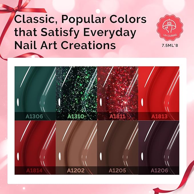 MelodySusie Gel Nail Polish Kit with UV Light P-PLUS30F- Popular Color Gel with Builder and Baser &Glossy Top Coat Soak Off Includes Nail Art Tools Nail Art Gift for Women & Girls