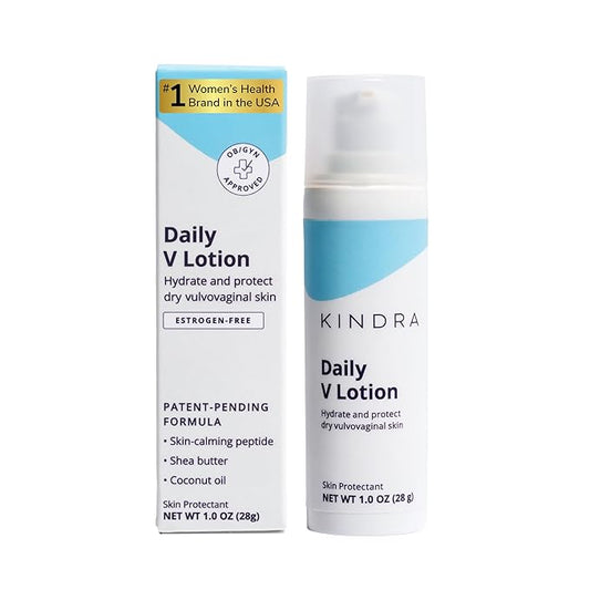 Kindra Daily V Moisturizer Lotion - Vaginal Cream For Vaginal Dryness, Feminine Care, Itch, Discomfort - Hormone Free, Gyn Tested, pH-balanced, Doctor Recommended - 60 Applications