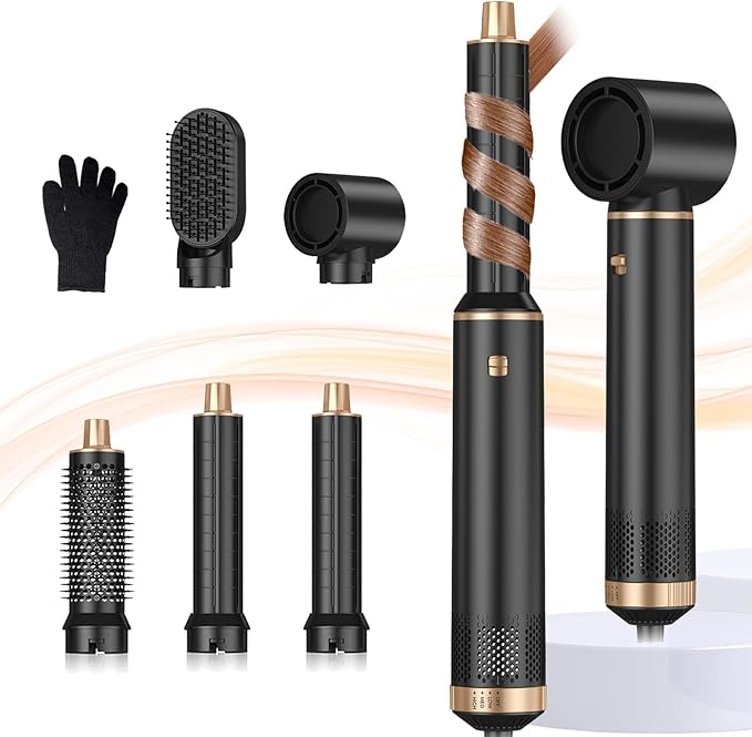 Blow Dryer Brush 5 in 1, Negative Ion Hair Dryer Brush Set Upgrade Hot Air Brush Air Styler Curling Wrap Air Curler, Curling Iron Hair Styling Tools As A Gift for Straight/Curl/Drying/Smoothing