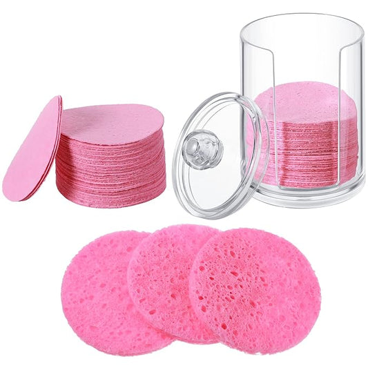 Geiserailie 50 Pcs Compressed Facial Sponges Facial Makeup Natural Cosmetic Spa Sponges for Women Cleansing, Exfoliating Mask, Makeup Removal, Dead Skin, and Dirt, Travel Accessories(Pink)