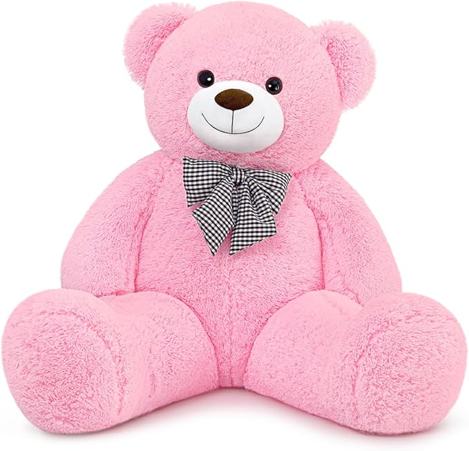 Giant Pink Teddy Bear 45 inch Stuffed Animals Plush Toy, Cute Life Size Big Soft Bear for Boy Girl Birthday Valentine Mother's Day, 4.5 LBs