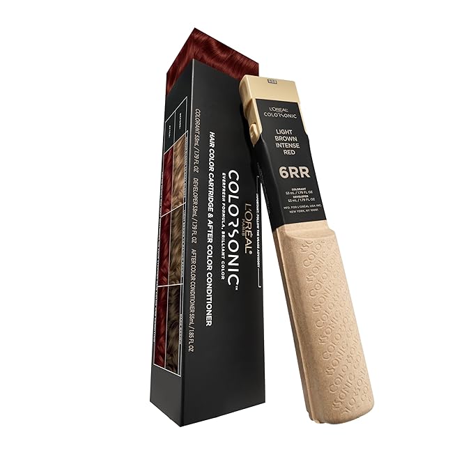 L'Oreal Paris Colorsonic Permanent Hair Dye Cartridge, Hair Color for Root Touch Up, Gray Coverage or All Over Color in just 5 Minutes, 6RR Light Intense Red Brown (Coloring Device Sold Separately)