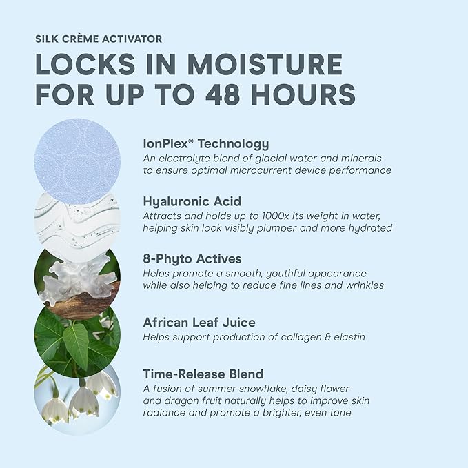 NuFACE Silk Creme Activator - Brightening & Firming Conductive Serum for Microcurrent - Powered by IonPlex, 8-Phyto Actives & Hyaluronic Acid to Enhance Microcurrent Facial Device Results (3.3 oz)