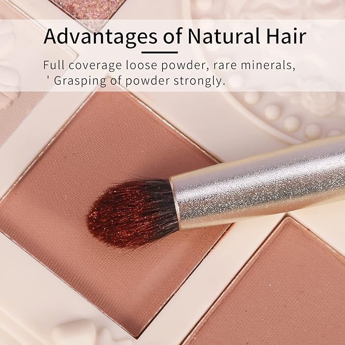 Small Goat Hair Eye Shadow Brush - Blending Brush for Eyeshadow, Nose Contour & More. Gold, E204M