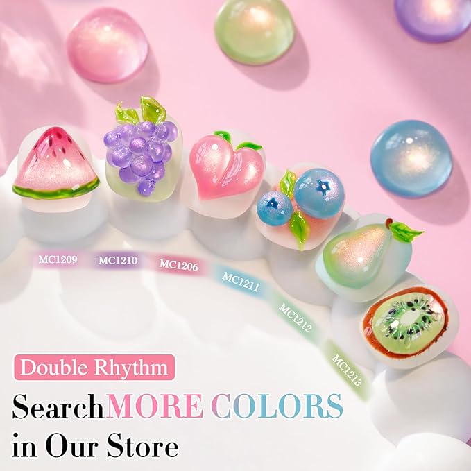 Double Rhythm 0.5 OZ Cat Eye Gel Polish with Magnet 15ML Holographic Glitter Shimmer Translucent Jelly Color Magnetic Nail Polish Salon DIY at Home (Light Green-MC1212)