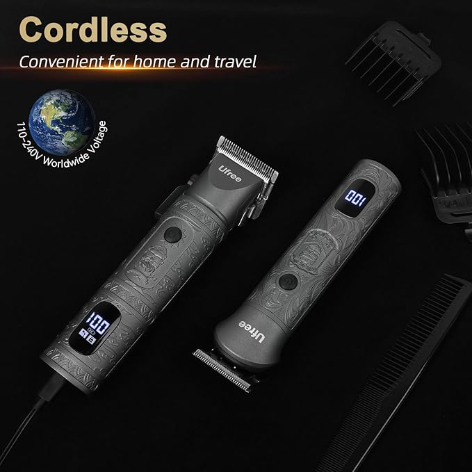 Ufree Beard Trimmer for Men Professional with Hair Clippers, Barber Clippers and Trimmers Set, Electric Razor Shavers for Men, Cordless Mens Grooming Kit for Nose, Ear, Face, Hair, Gifts