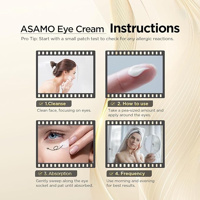 ASAMO Retinol Eye Cream – Retinol and Peptides for Fine Lines, Puffiness, and Under-Eye Shadows, Anti Aging, Eye Care Daily Wrinkle Cream,1.06 fl.oz